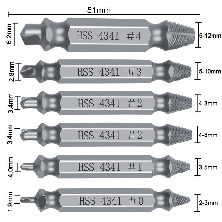 Damaged Screw Remover Drill Bits (6pcs)