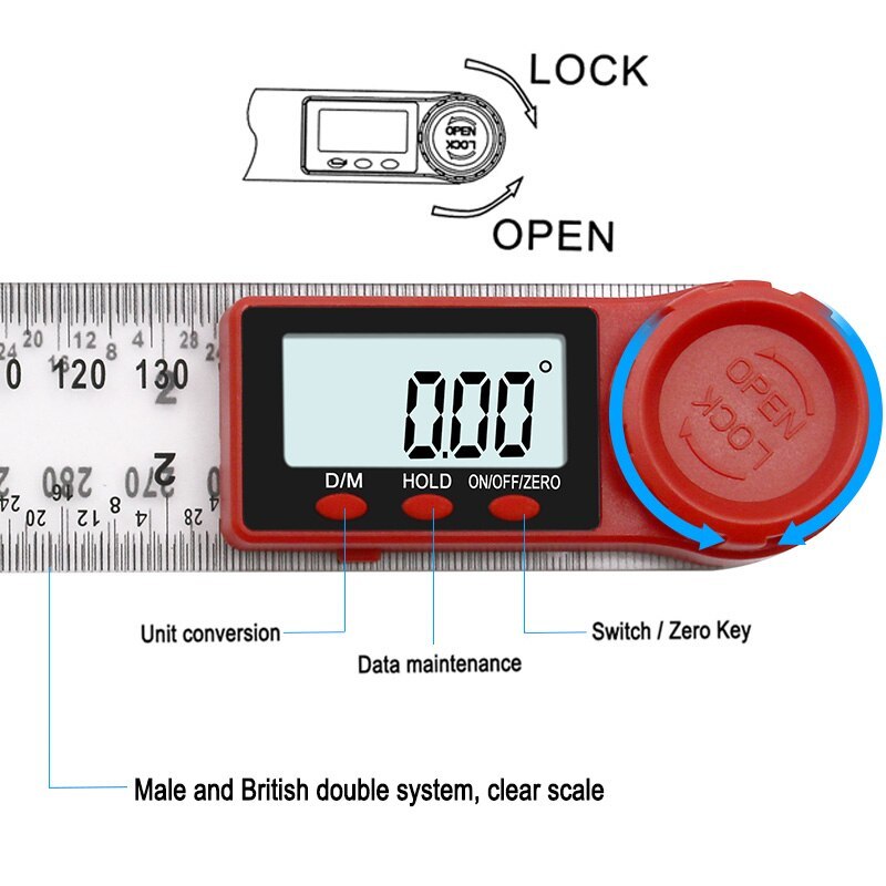 0-200mm 0-300mm Digital Meter Angle Inclinometer Angle Digital Ruler Electron Goniometer Protractor Angle finder Measuring Tool