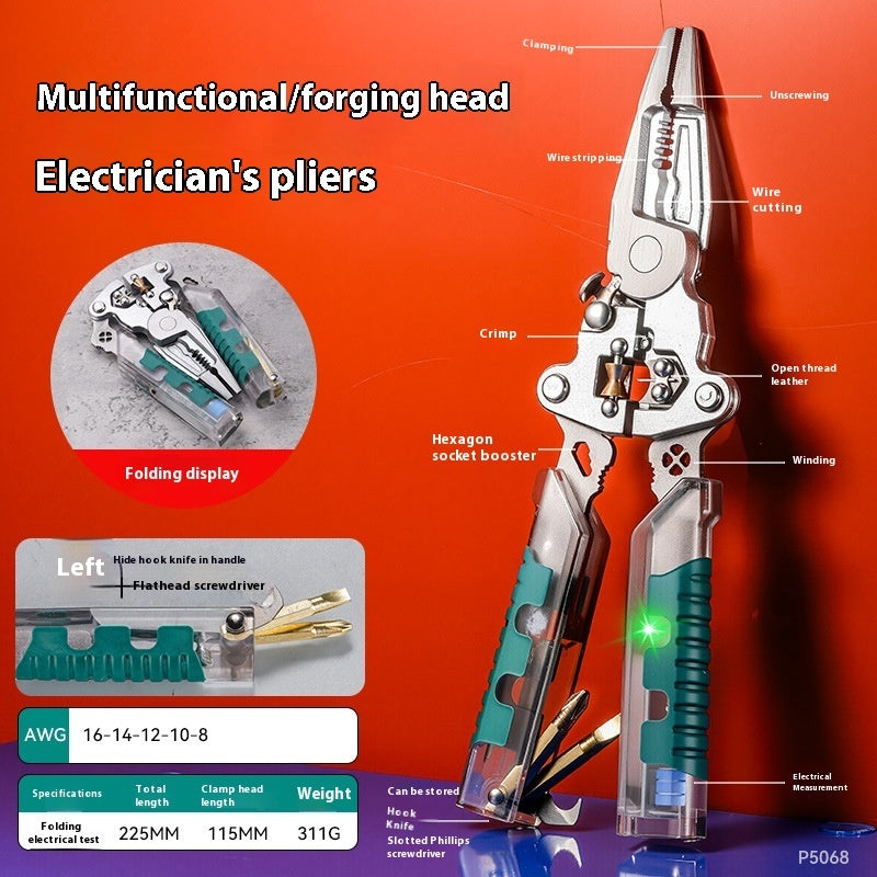 Multi-Function Electrician Pliers – Test, Cut, Strip & Crimp