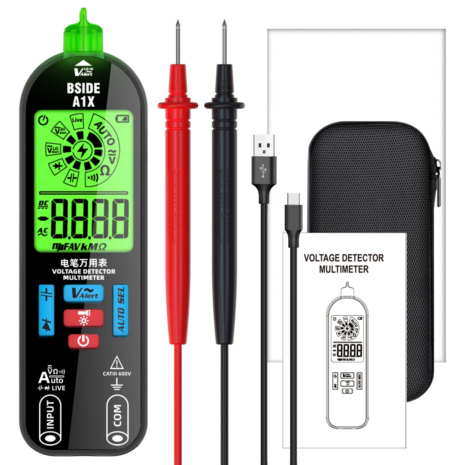 Mini Digital Electroprobe Multimeter Automatic Range A1X Rechargeable