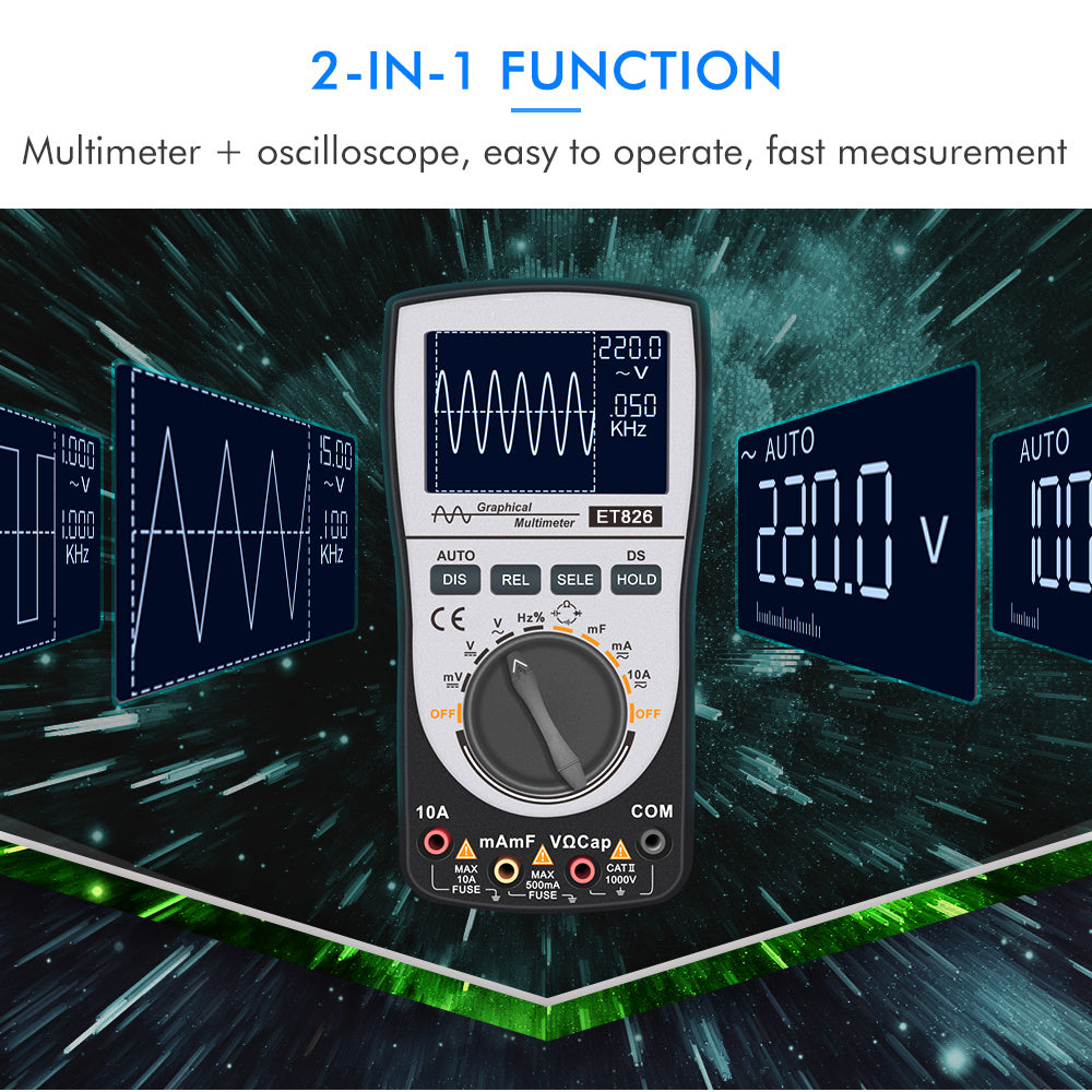 Oscilloscope Multimeter 2-in-1 ET826 20kHz Bandwidth