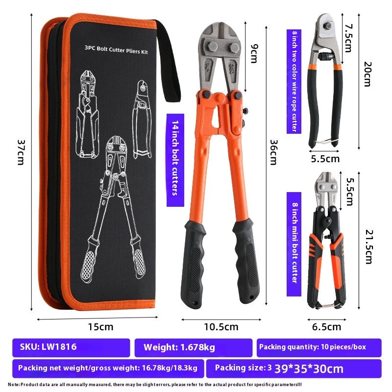 Heavy-Duty 3-Piece Wire Rope & Bolt Cutter Set