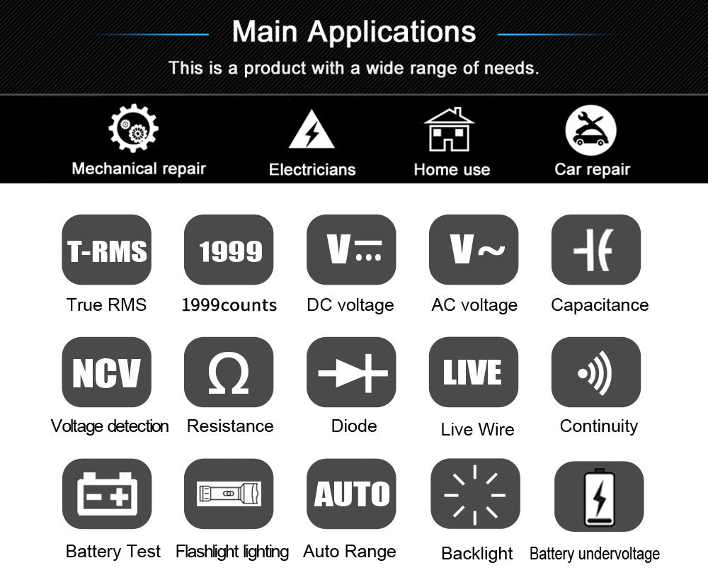 Mini Digital Electroprobe Multimeter Automatic Range A1X Rechargeable